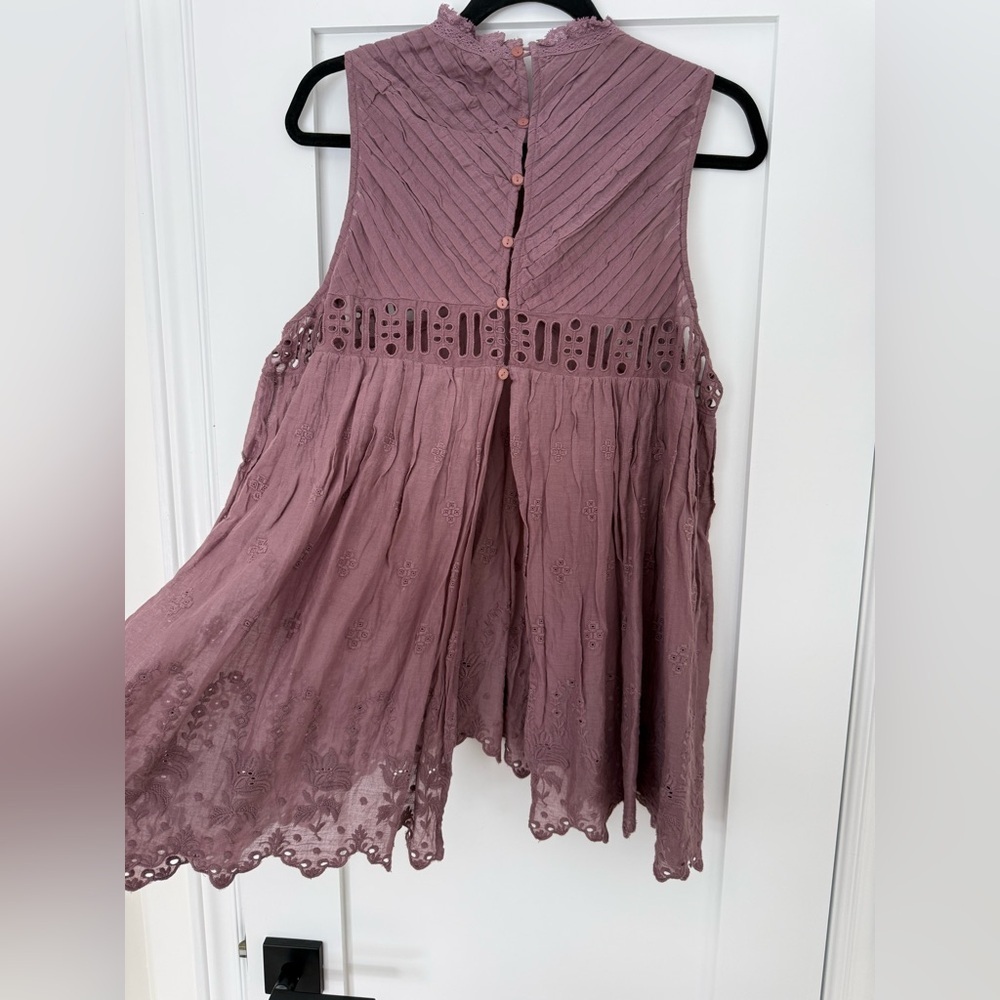 Free People FP One Eloise Crochet Lace Sleeveless Top Lavender Boho NWT L - Picture 3 of 7